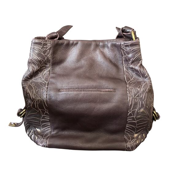 The Sak Womens Brown Leather Leaf Print Hobo Bag - Picture 13 of 13
